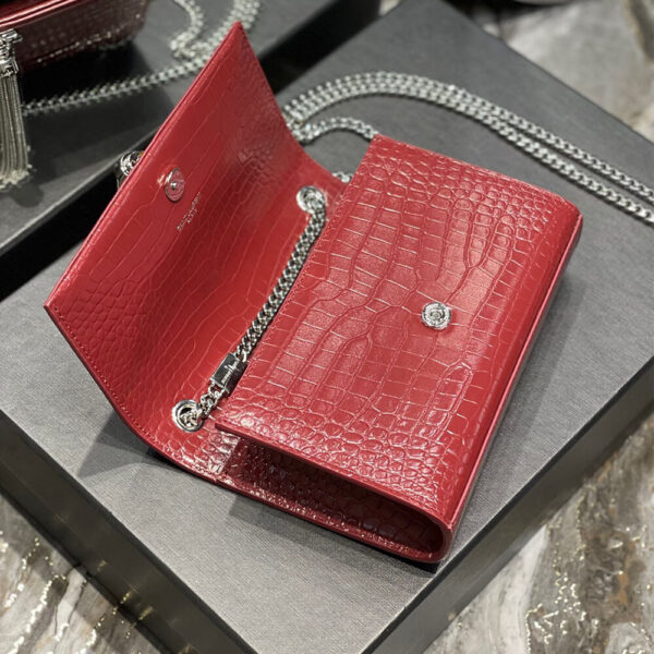 YSL KATE EMBOSSED SHOULDER BAG Red - Image 5