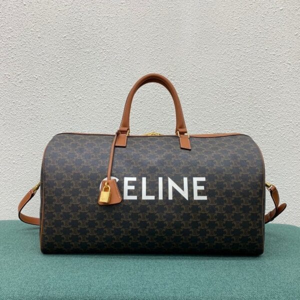 CELINE Large Travel Bag in Logo Print and Calfskin black - Image 2