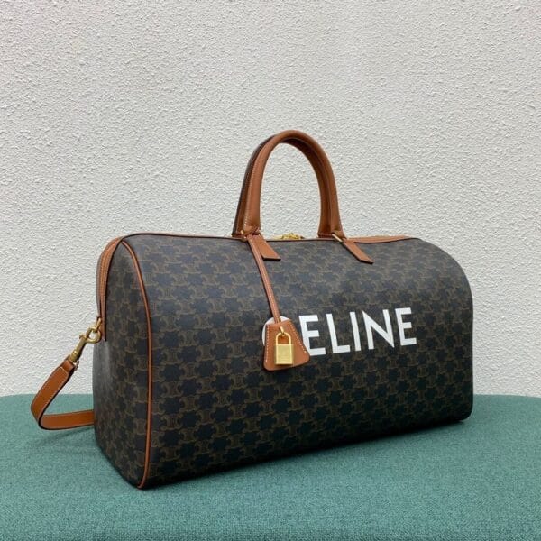 CELINE Large Travel Bag in Logo Print and Calfskin black - Image 3