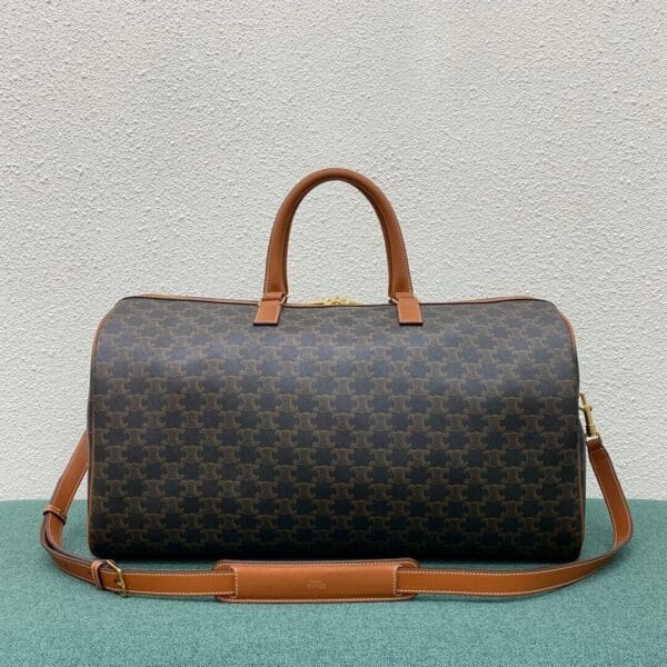 CELINE Large Travel Bag in Logo Print and Calfskin black - Image 4