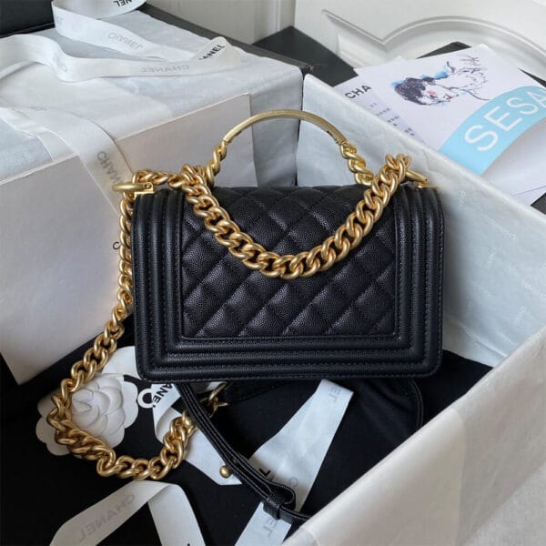 BOY CHANEL FLAP BAG WITH HANDLE black - Image 3