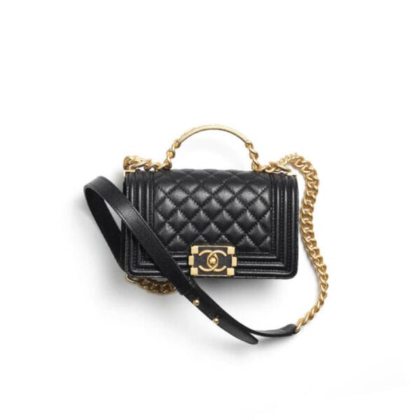 BOY CHANEL FLAP BAG WITH HANDLE black