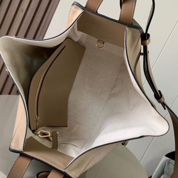 Loewe Small Hammock bag in soft grained calfskin Beige - Image 8
