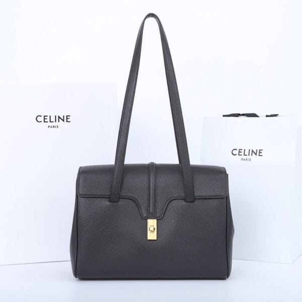 CELINE Medium Soft 16 Bag in Smooth Calfskin(High-end Grade) black - Image 2