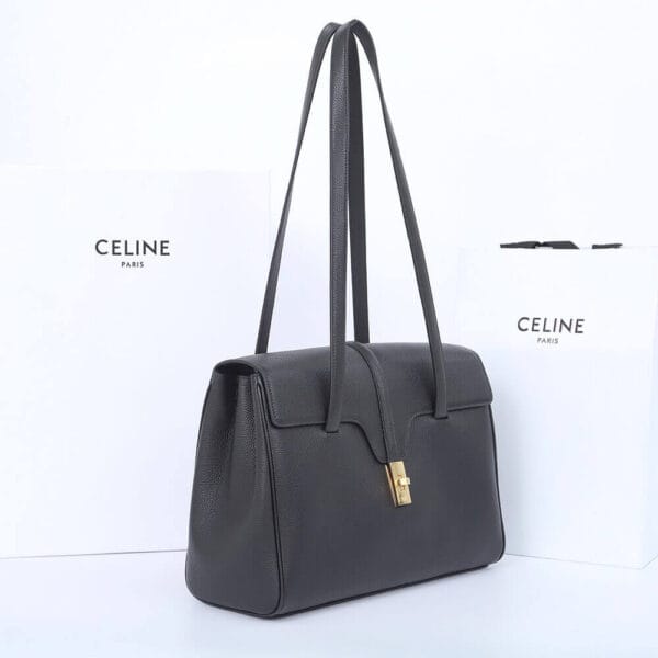 CELINE Medium Soft 16 Bag in Smooth Calfskin(High-end Grade) black - Image 3