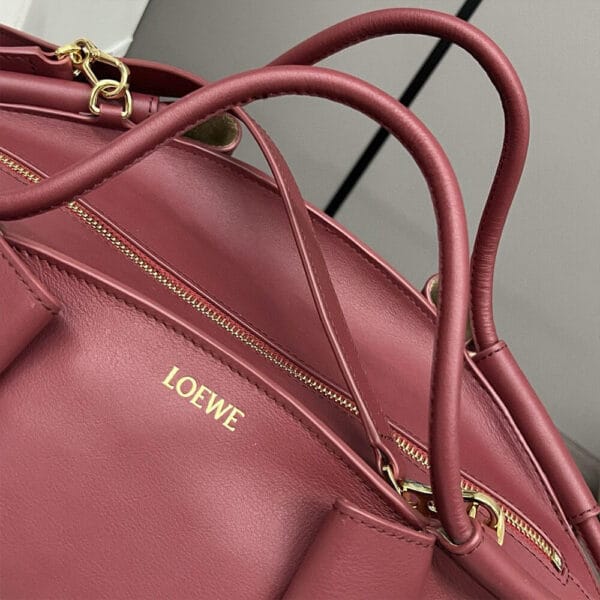 Loewe Small Paseo bag in shiny nappa calfskin(high-end grade) Red - Image 7