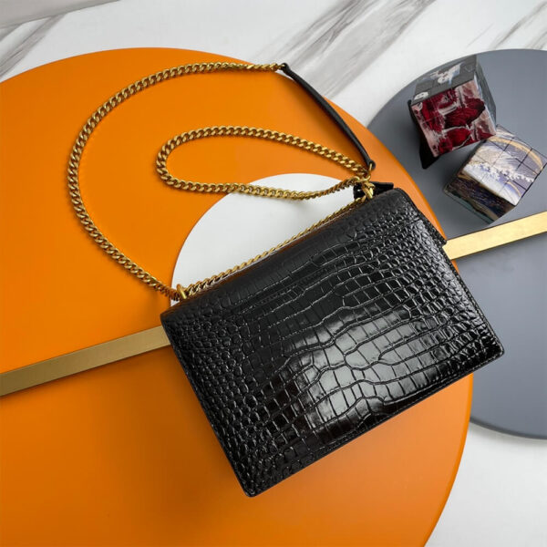 YSL Crocodile-embossed leather SUNSET Medium black - Image 4