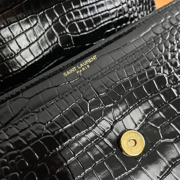 YSL Crocodile-embossed leather SUNSET Medium black - Image 7