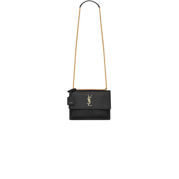 YSL Crocodile-embossed leather SUNSET Medium black