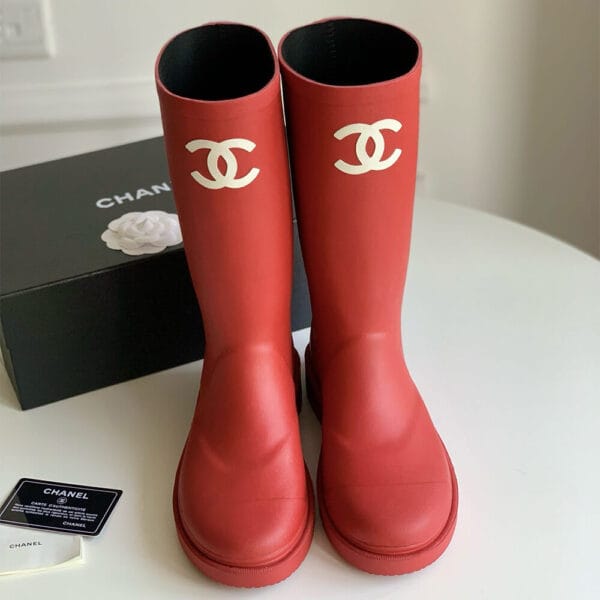 Chanel long rain boots Red - Image 2