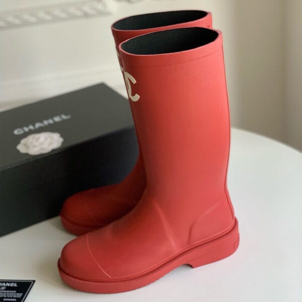 Chanel long rain boots Red - Image 3