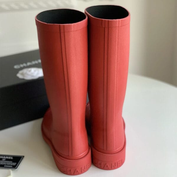 Chanel long rain boots Red - Image 5