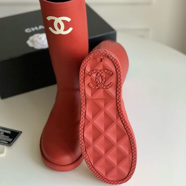 Chanel long rain boots Red - Image 7