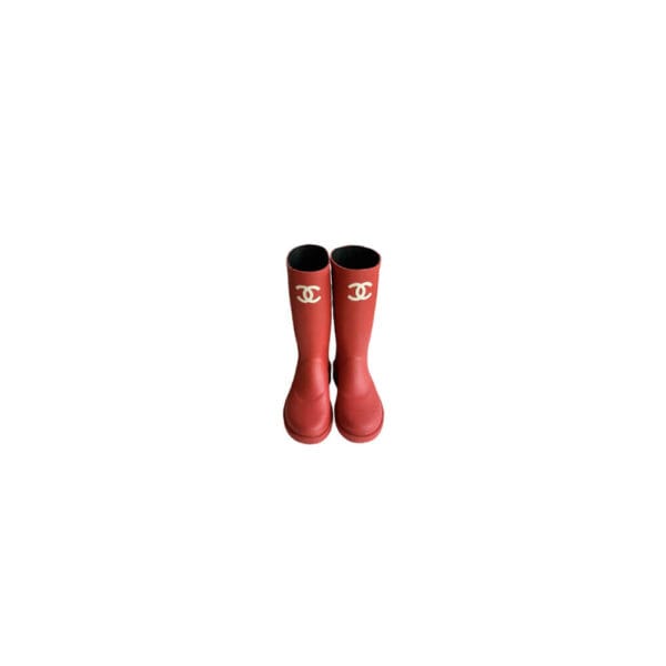 Chanel long rain boots Red