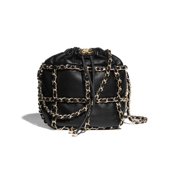 CHANEL Small Drawstring Bag black