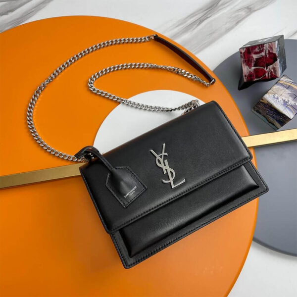 YSL sunset medium leather shoulder bag black - Image 2