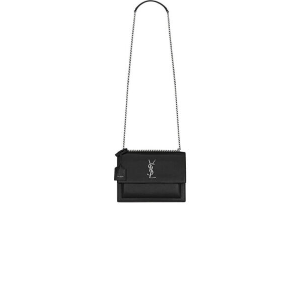 YSL sunset medium leather shoulder bag black