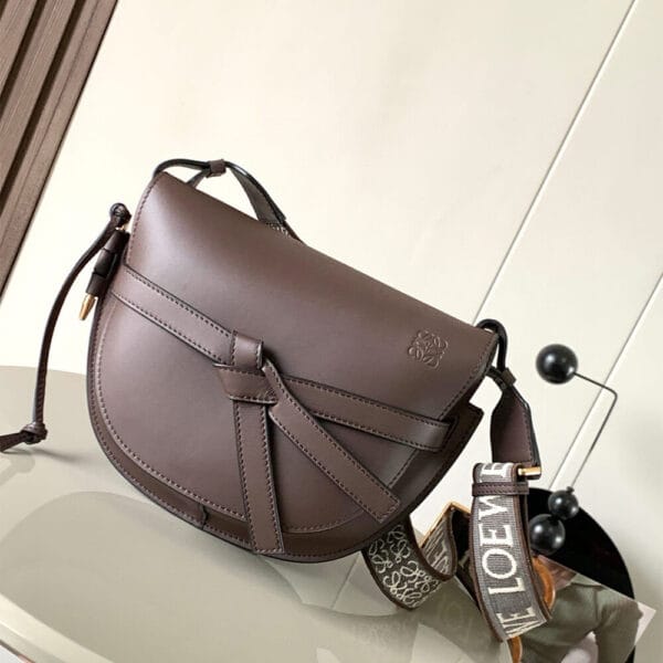 Loewe Small Gate bag in soft calfskin and jacquard Khaki - Image 2