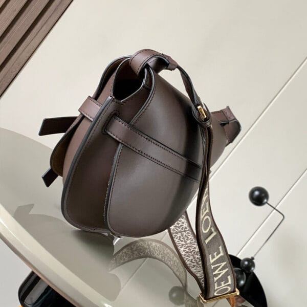 Loewe Small Gate bag in soft calfskin and jacquard Khaki - Image 3