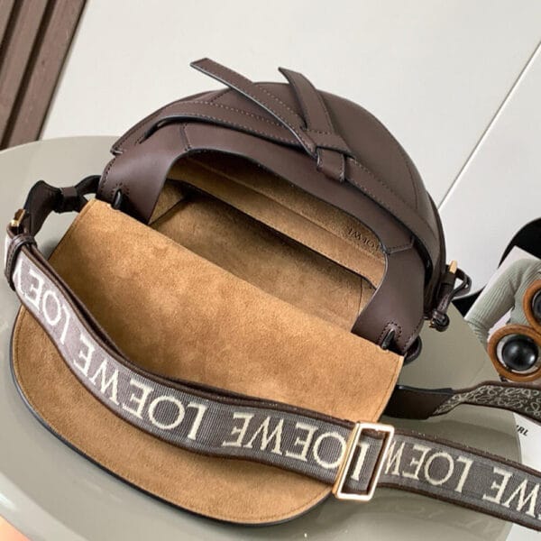 Loewe Small Gate bag in soft calfskin and jacquard Khaki - Image 8