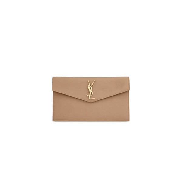 YSL UPTOWN POUCH IN GRAIN DE POUDRE EMBOSSED LEATHER Lake Blue