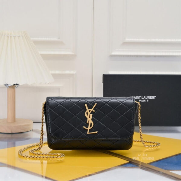 YSL GABY chain phone holder in lambskin black - Image 2