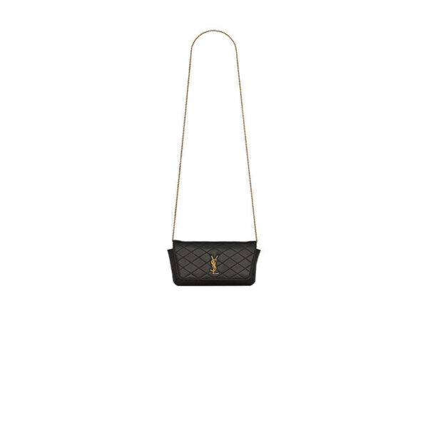 YSL GABY chain phone holder in lambskin black