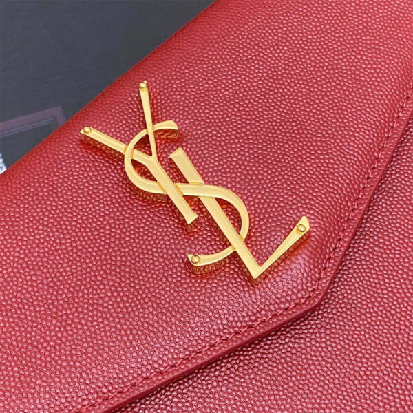 YSL UPTOWN POUCH IN GRAIN DE POUDRE EMBOSSED LEATHER Red - Image 7