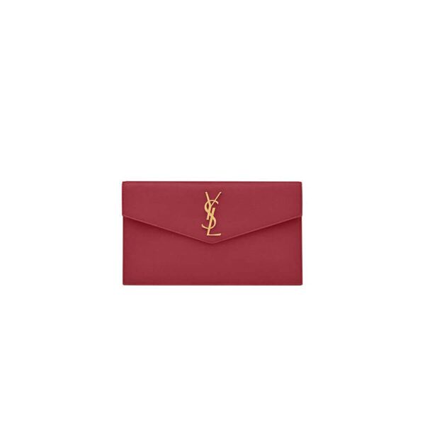 YSL UPTOWN POUCH IN GRAIN DE POUDRE EMBOSSED LEATHER Red