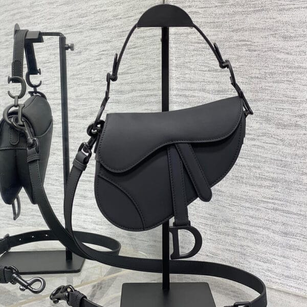 Dior Mini Saddle Bag with Strap(high-end grade) black - Image 2