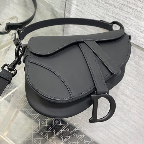 Dior Mini Saddle Bag with Strap(high-end grade) black - Image 5