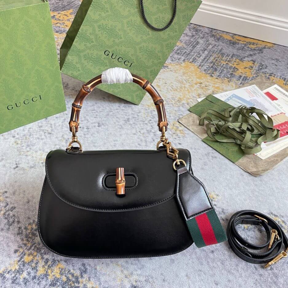 GUCCI BAMBOO 1947 JUMBO GG SMALL TOP HANDLE BAG black - Image 2