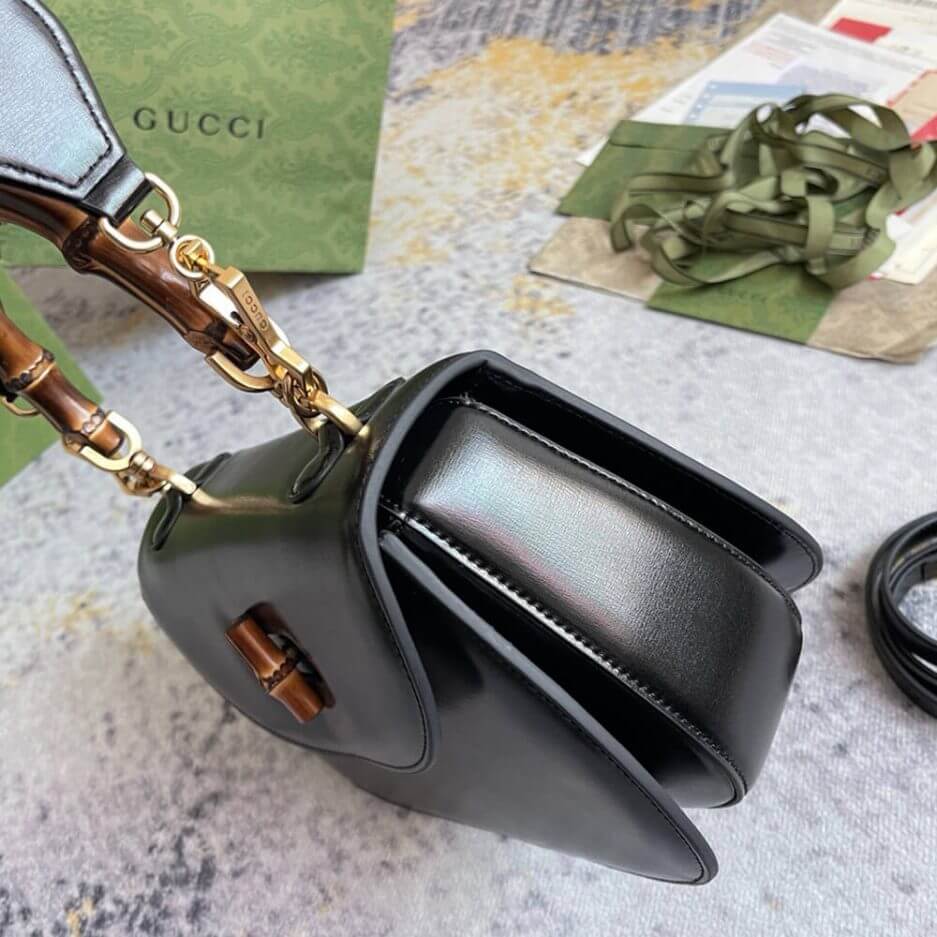 GUCCI BAMBOO 1947 JUMBO GG SMALL TOP HANDLE BAG black - Image 3