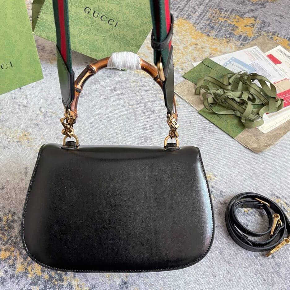 GUCCI BAMBOO 1947 JUMBO GG SMALL TOP HANDLE BAG black - Image 4