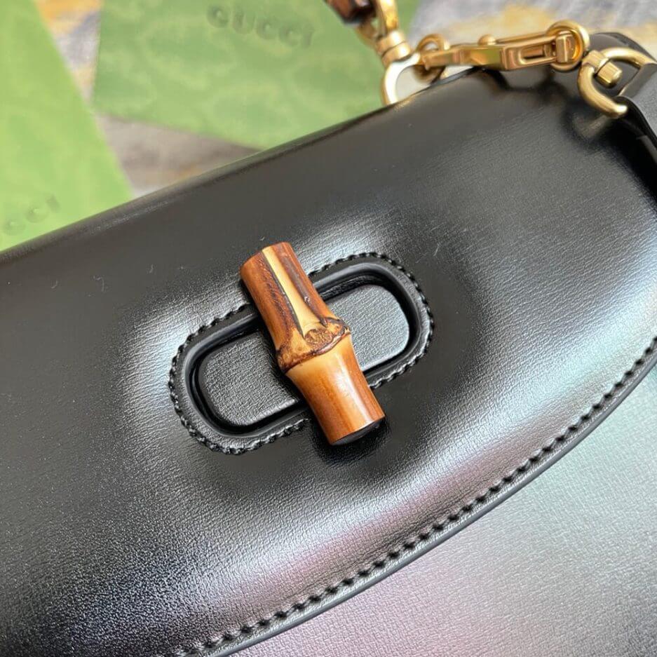 GUCCI BAMBOO 1947 JUMBO GG SMALL TOP HANDLE BAG black - Image 6