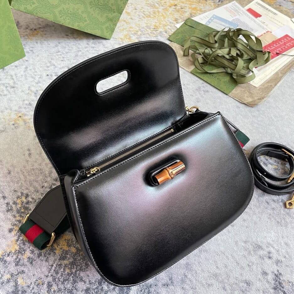 GUCCI BAMBOO 1947 JUMBO GG SMALL TOP HANDLE BAG black - Image 7