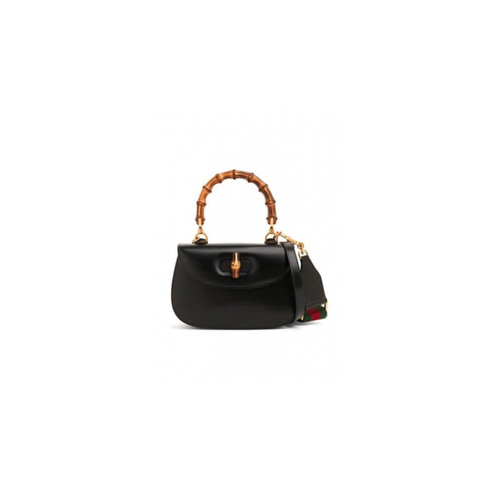 GUCCI BAMBOO 1947 JUMBO GG SMALL TOP HANDLE BAG black