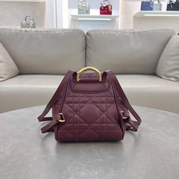 Small Dior Caro Backpack(High-end Grade) Red - Image 3