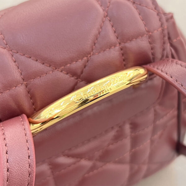 Small Dior Caro Backpack(High-end Grade) Red - Image 5
