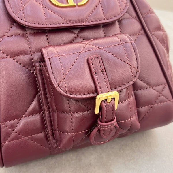 Small Dior Caro Backpack(High-end Grade) Red - Image 6