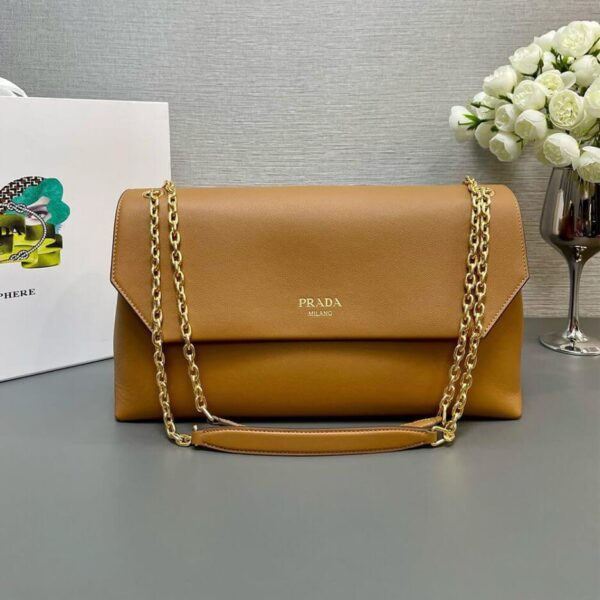 Prada Medium leather shoulder bag (High-end Grade) Khaki - Image 2