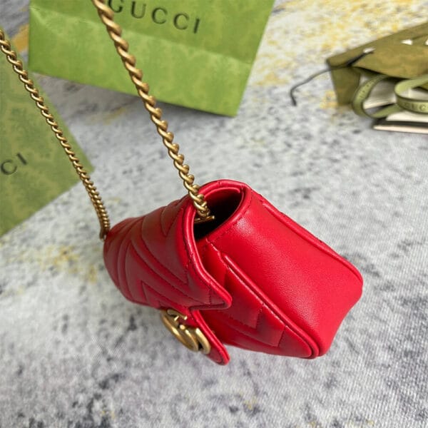 GG Marmont matelasse leather super mini bag Khaki - Image 4