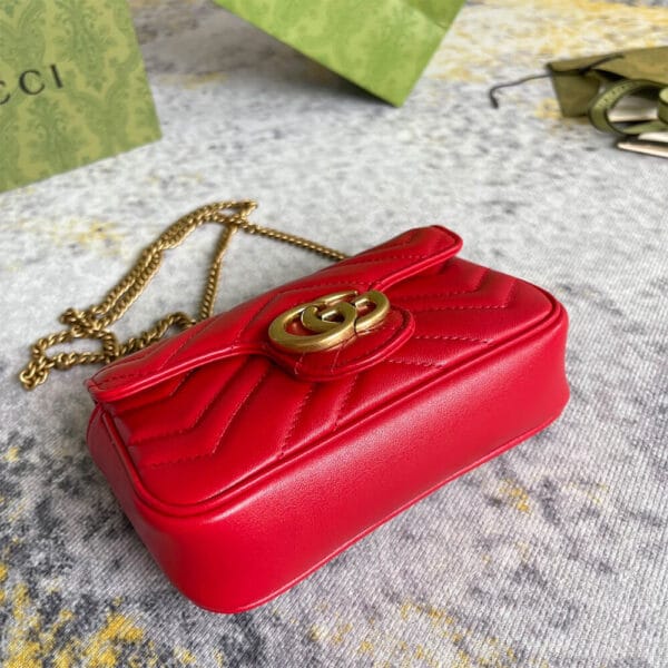 GG Marmont matelasse leather super mini bag Khaki - Image 6