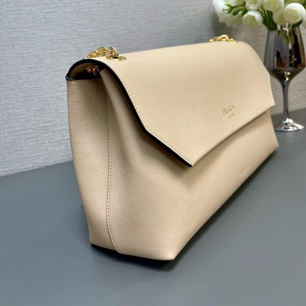 Prada Medium leather shoulder bag (High-end Grade) Beige - Image 3