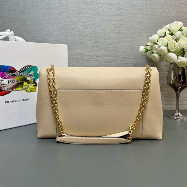Prada Medium leather shoulder bag (High-end Grade) Beige - Image 4