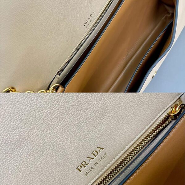 Prada Medium leather shoulder bag (High-end Grade) Beige - Image 7