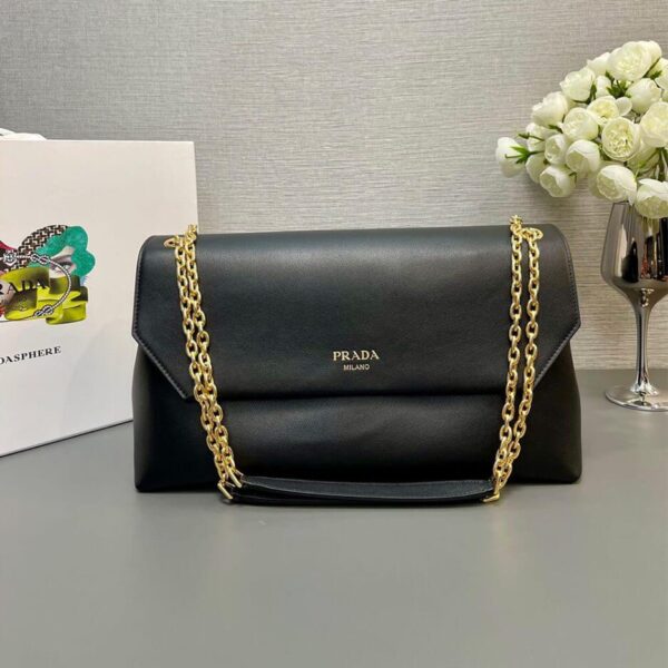 Prada Medium leather shoulder bag (High-end Grade) black - Image 2