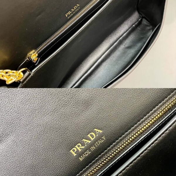 Prada Medium leather shoulder bag (High-end Grade) black - Image 7
