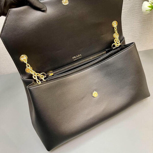 Prada Medium leather shoulder bag (High-end Grade) black - Image 8