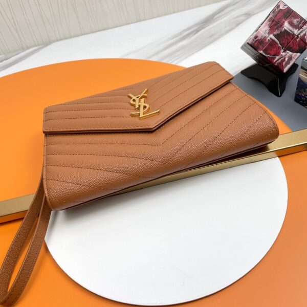 YSL CASSANDRE matelassé leather flap clutch Khaki - Image 6